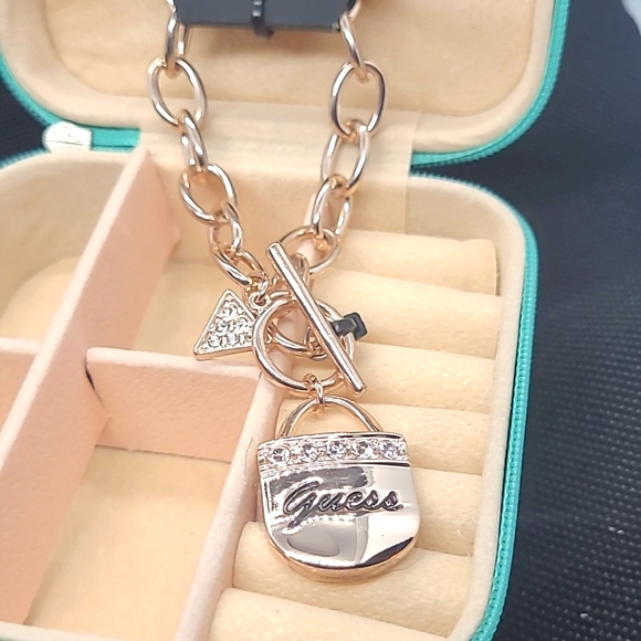 GUESS RoseGoldTone Charm Bracelet with Rhinestones - Picture 1 of 4